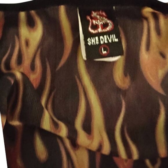 Vintage Y2K She Devil Mesh Flame Design Tank Top Size Large - Picture 5 of 5